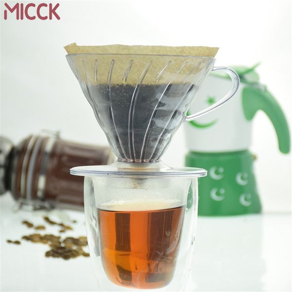 micck 2/4 cups dripper v60 heat-resistant resin barista tools coffee brewing cup hand-washed glass drip filter pot 1021