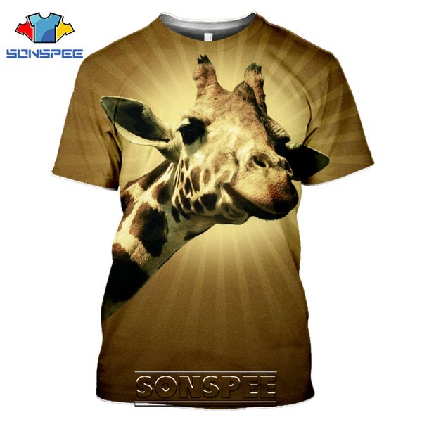 giraffe cartoon animal 3d print shirts kawaii humor oversized men clothing