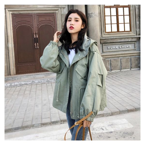 spring and autumn wear women's female 2020 new army green retro loose casual waist hooded windbreaker jacket tide w280, Black
spring and autumn wear women's female 2020 new army green retro loose casual waist hooded windbreaker jacket tide w280, Black