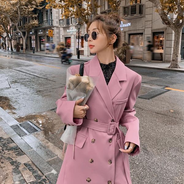 women's blazers trench coat female autumn 2021 korean mid-length lace-up thin drape fried street pink windbreaker ladies q304, Tan;black
women's blazers trench coat female autumn 2021 korean mid-length lace-up thin drape fried street pink windbreaker ladies q304, Tan;black