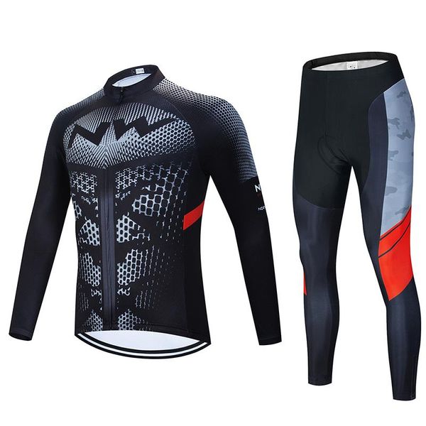 2020nw autumn and winter warm cycling suit suit cycling autumn and winter mountain bike riding bike sportswear, Black;blue