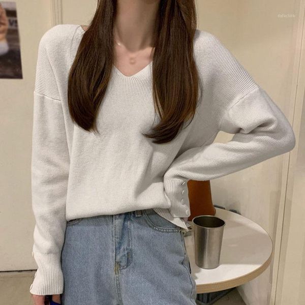 autumn winter knitted women sweaters v-neck bottoming female casual sweaters1, White;black 
autumn winter knitted women sweaters v-neck bottoming female casual sweaters1, White;black