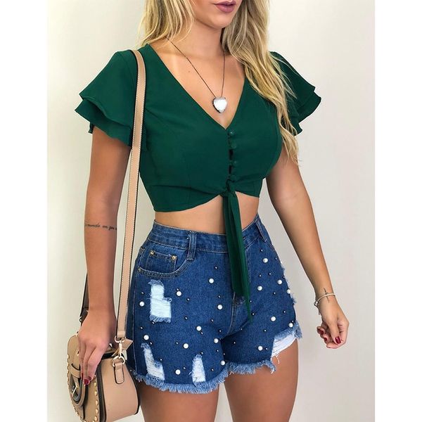 new women clothing navel blouse ruffled button-down shirt solid color cardigan women summer fashion 20ss, White
new women clothing navel blouse ruffled button-down shirt solid color cardigan women summer fashion 20ss, White
