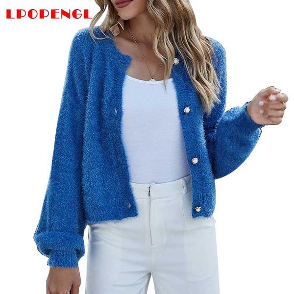 women's jackets 2021 autumn winter jacket long-sleeved solid color round neck knitted button loose short casual fashion all-match, Black;brown
women's jackets 2021 autumn winter jacket long-sleeved solid color round neck knitted button loose short casual fashion all-match, Black;brown