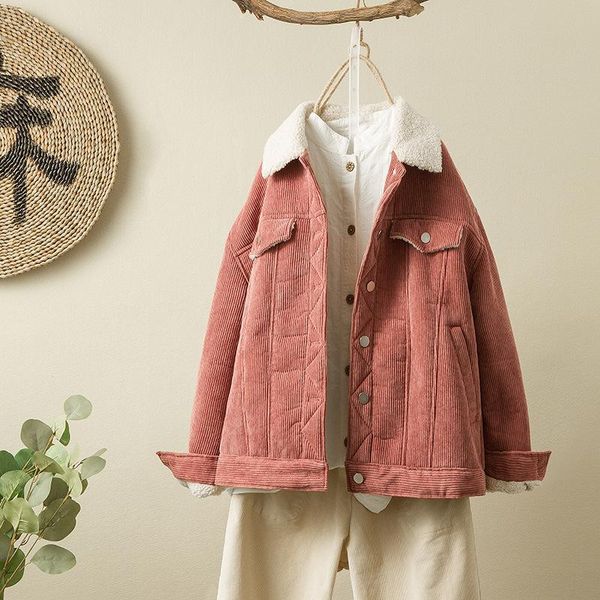 women's corduroy jacket plus velvet thickening 2021 spring and autumn new jacket small fresh cotton coat, Black;brown
women's corduroy jacket plus velvet thickening 2021 spring and autumn new jacket small fresh cotton coat, Black;brown