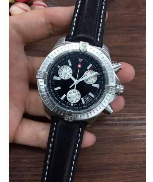 wristwatches 44mm quartz chronograph black dial stainless steel mens men's watch watches leather strap bands, Slivery;brown
wristwatches 44mm quartz chronograph black dial stainless steel mens men's watch watches leather strap bands, Slivery;brown