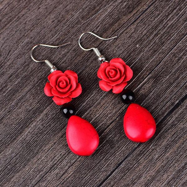 vintage red rose drop earrings for women rose gold color statement dangle earrings wedding jewelry, Silver
vintage red rose drop earrings for women rose gold color statement dangle earrings wedding jewelry, Silver
