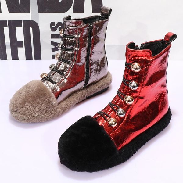 womens round toe real lambswool fur ankle boots lace up platform shoes warm winter snow girls new 2020 4colors, Black
womens round toe real lambswool fur ankle boots lace up platform shoes warm winter snow girls new 2020 4colors, Black