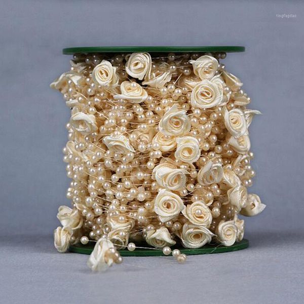 decorative flowers & wreaths 5 meters fishing line artificial pearls flower beads chain garland wedding party decoration mariagesupply1