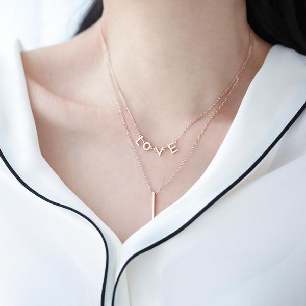 pendant necklaces yun ruo 2021 rose gold color double layer i love letter necklace fashion titanium steel woman jewelry never fade, Silver
pendant necklaces yun ruo 2021 rose gold color double layer i love letter necklace fashion titanium steel woman jewelry never fade, Silver