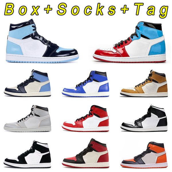 2021 new arrival with box basketball shoes 1 1s jumpman off mens womens high unc patent obsidian chicago light grey white retro trainers, White;red
2021 new arrival with box basketball shoes 1 1s jumpman off mens womens high unc patent obsidian chicago light grey white retro trainers, White;red