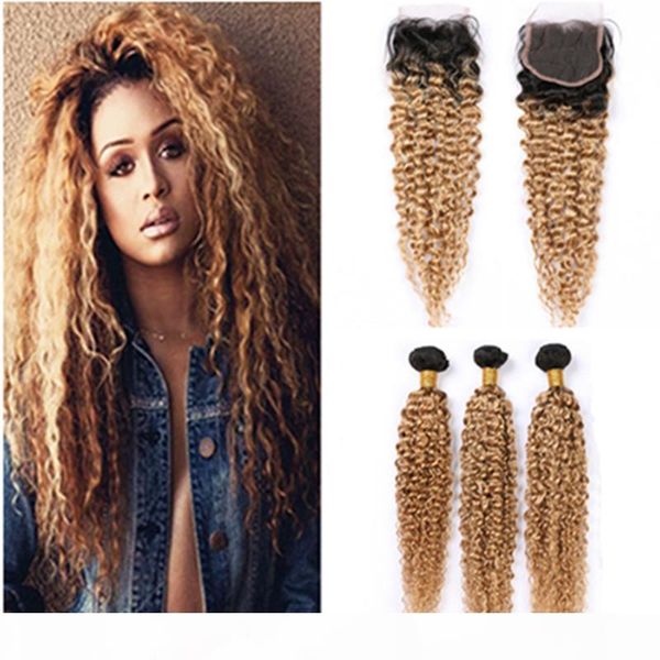 honey blonde ombre bundles and closure kinky curly virgin hair weaves with closure #1b 27 light brown ombre human hair lace closure 4x4", Black 
honey blonde ombre bundles and closure kinky curly virgin hair weaves with closure #1b 27 light brown ombre human hair lace closure 4x4", Black