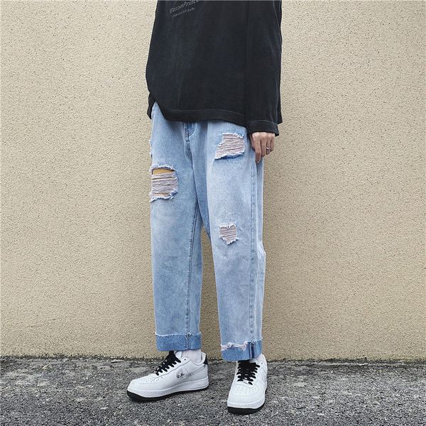 2021 men's brim autumn new thin torn straight pants relaxed jeans youth male clothes 7ylz, Blue
2021 men's brim autumn new thin torn straight pants relaxed jeans youth male clothes 7ylz, Blue