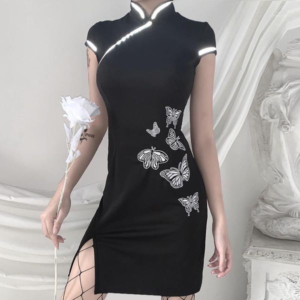 gothblack vintage chinese style slim cheongsam women short sleeve butterfly embroidery bodycon mini dress female party dress1, Black;gray
gothblack vintage chinese style slim cheongsam women short sleeve butterfly embroidery bodycon mini dress female party dress1, Black;gray