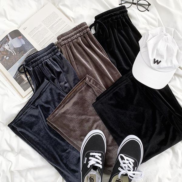 yeeloca winter comfortable fabric drape casual pants women's korean elastic high waist trousers loose versatile velvet pants, Black;white
yeeloca winter comfortable fabric drape casual pants women's korean elastic high waist trousers loose versatile velvet pants, Black;white