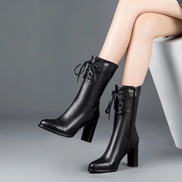boots fall winter high heeled calf square heel soft leather women's shoes woman short plush inner side zip black1, Black
boots fall winter high heeled calf square heel soft leather women's shoes woman short plush inner side zip black1, Black