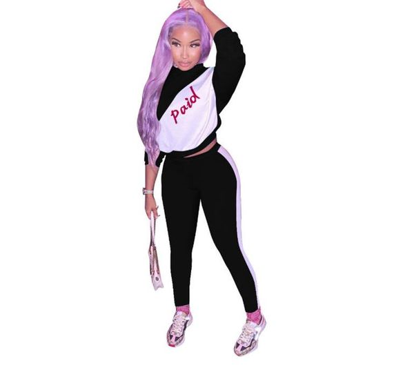 letter printed womens two piece pants casual panelled womens two piece sets hooded designer womens tracksuits, White 
letter printed womens two piece pants casual panelled womens two piece sets hooded designer womens tracksuits, White
