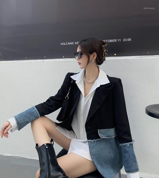 superaen office lady loose design splice denim notched suit coat women blazers1, White;black
superaen office lady loose design splice denim notched suit coat women blazers1, White;black