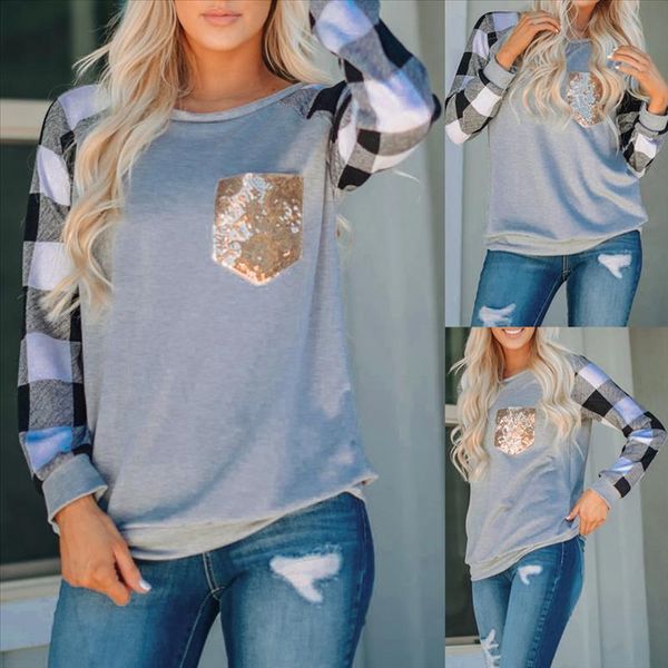 tshirt women o neck long sleeve plaid print sequins splicing easy t shirt harajuku camiseta mujer women t shirt camisas, White
tshirt women o neck long sleeve plaid print sequins splicing easy t shirt harajuku camiseta mujer women t shirt camisas, White