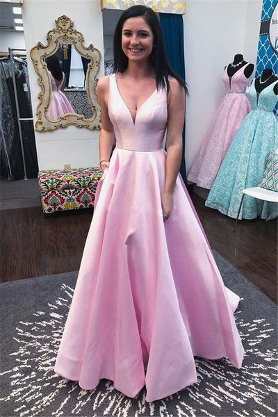 custom made v neck satin prom dresses with pockets sweep train backless fromal evening party gowns vestidos de fiesta, Black
custom made v neck satin prom dresses with pockets sweep train backless fromal evening party gowns vestidos de fiesta, Black