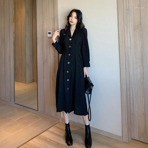 casual dresses 2021 autumn and winter classic over-the-knee dress long sleeve single-breasted retro waist fashion black women's1, Black;gray
casual dresses 2021 autumn and winter classic over-the-knee dress long sleeve single-breasted retro waist fashion black women's1, Black;gray