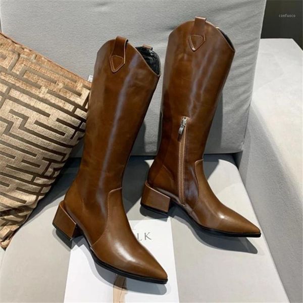 punk style women knee high boots genuine leather chunky heel riding boots pointed toe autumn long ladies shoes1, Black
punk style women knee high boots genuine leather chunky heel riding boots pointed toe autumn long ladies shoes1, Black