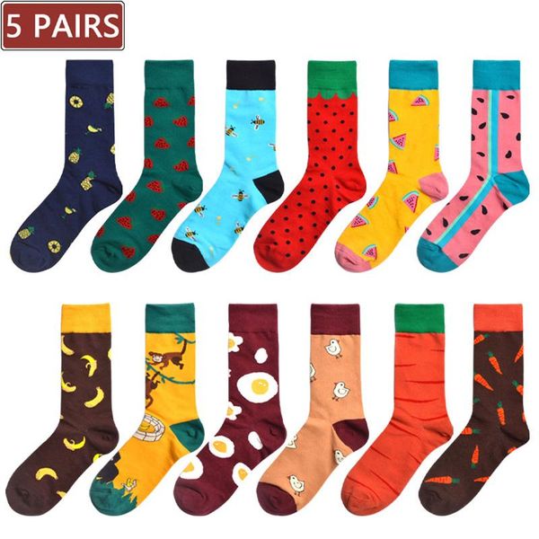 men's socks 5 pairs cotton print fruit pattern funny happy men novelty skateboard crew casual harajuku sock, Black
men's socks 5 pairs cotton print fruit pattern funny happy men novelty skateboard crew casual harajuku sock, Black
