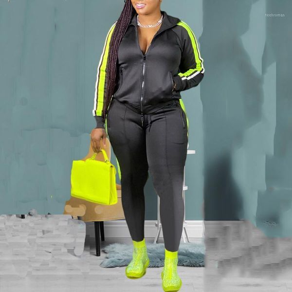 fashion women casual loose plus size stripe solid two piece sets long sleeve zipper lapel hoodie sports pencil pants spring set1 women', Gray
fashion women casual loose plus size stripe solid two piece sets long sleeve zipper lapel hoodie sports pencil pants spring set1 women', Gray