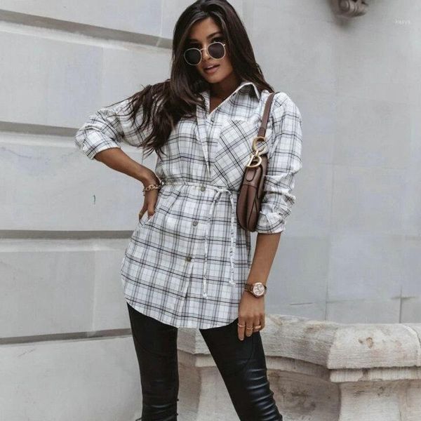 women vintage plaid mini shirt dress v-neck slim long sleeve pocket shirt dress button belt office ladies elegant blouse1, White
women vintage plaid mini shirt dress v-neck slim long sleeve pocket shirt dress button belt office ladies elegant blouse1, White