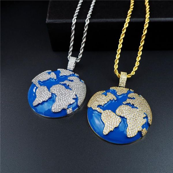 pendant necklaces iced out blue earth bling cubic zircon necklace for men women fashion copper hip hop party jewelry gifts, Silver
pendant necklaces iced out blue earth bling cubic zircon necklace for men women fashion copper hip hop party jewelry gifts, Silver