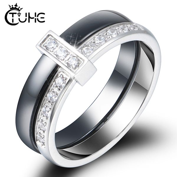 fashion 2 layers black white ceramic crystal wedding rings for women wedding jewelry stainless steel rhinestone engagement gifts, Silver
fashion 2 layers black white ceramic crystal wedding rings for women wedding jewelry stainless steel rhinestone engagement gifts, Silver