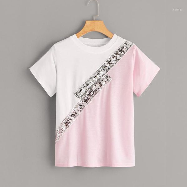 2020 women tshirts sequins patchwork tee shirts o-neck harajuku loose t shirt woman clothes short sleeve colorblock tshirts1, White
2020 women tshirts sequins patchwork tee shirts o-neck harajuku loose t shirt woman clothes short sleeve colorblock tshirts1, White
