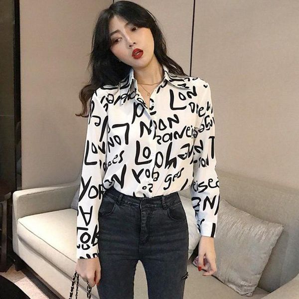 women's blouses & shirts female letters graffiti printing autumn long sleeve blouse shirt women korean loose ladies clothing, White
women's blouses & shirts female letters graffiti printing autumn long sleeve blouse shirt women korean loose ladies clothing, White