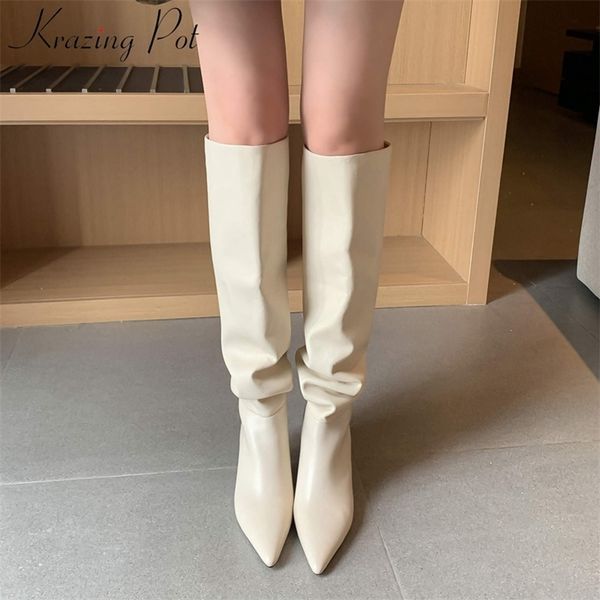 krazing pot 2020 genuine leather pointed toe high heels slip on winter shoes nightclub party pleated solid knee high boots lj201030, Black
krazing pot 2020 genuine leather pointed toe high heels slip on winter shoes nightclub party pleated solid knee high boots lj201030, Black