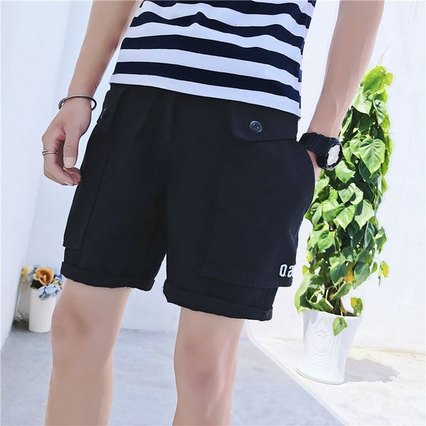 summer pure cotton shorts lovers loose beach korean straight tube tooling embroidery capris men's pants, White;black
summer pure cotton shorts lovers loose beach korean straight tube tooling embroidery capris men's pants, White;black