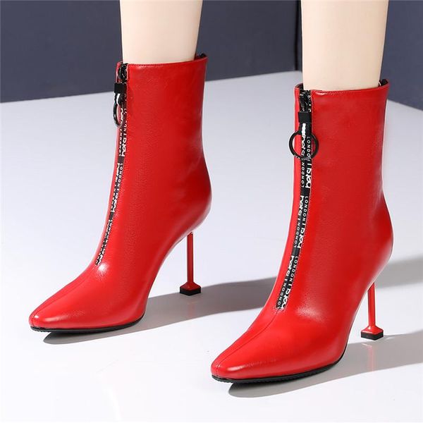 boots high heel metal zipper short pointed stiletto ankle women plush women's shoes 2021 autumn winter in, Black
boots high heel metal zipper short pointed stiletto ankle women plush women's shoes 2021 autumn winter in, Black