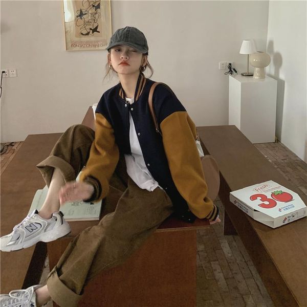 women's jackets winter korean baseball uniform over size female's jacket patchwork casual women coats for autumn, Black;brown
women's jackets winter korean baseball uniform over size female's jacket patchwork casual women coats for autumn, Black;brown