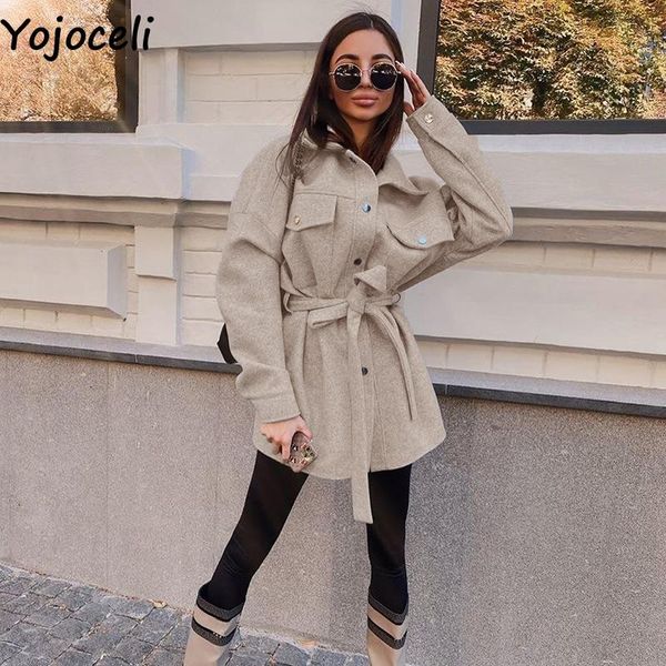 women's wool & blends yojoceli elegant winter coat female clothing short casual sashes autumn women blend warm pockets beige jackets, Black
women's wool & blends yojoceli elegant winter coat female clothing short casual sashes autumn women blend warm pockets beige jackets, Black