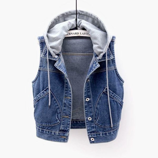 2020 new denim vest waistcoat women plus size loose wild jeans coats woman hooded short vest jacket female korean slim vest, Black;white
2020 new denim vest waistcoat women plus size loose wild jeans coats woman hooded short vest jacket female korean slim vest, Black;white
