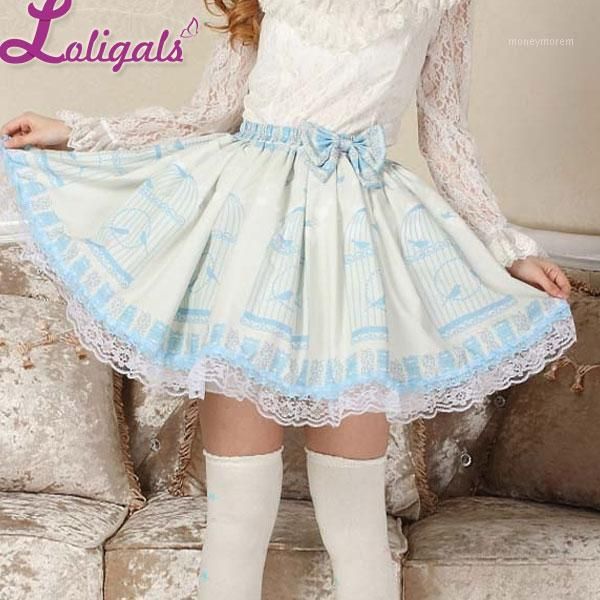 sweet lolita princess nightingale in cage printed light sky blue a line skirt with lace trim and bow1, Black
sweet lolita princess nightingale in cage printed light sky blue a line skirt with lace trim and bow1, Black