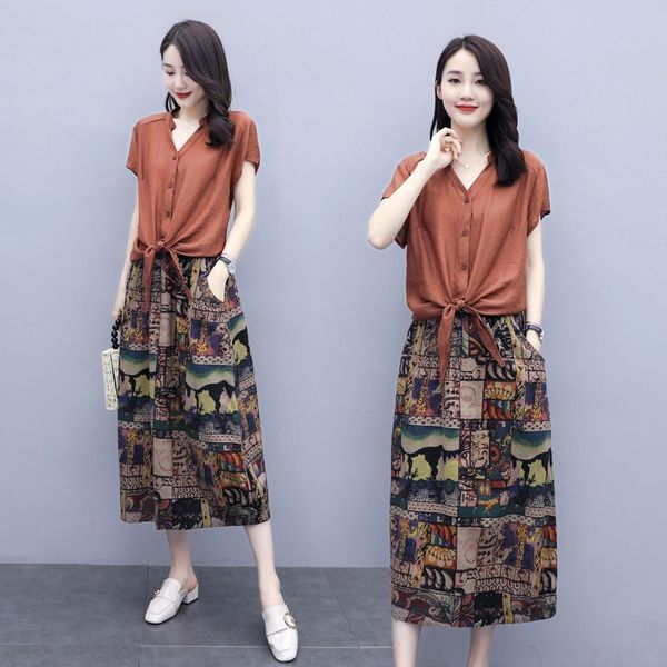 two-piece set women's 2020 summer new shirt set younger slimming temperament printed dress dressshirt dress skirt gfxta, Gray
two-piece set women's 2020 summer new shirt set younger slimming temperament printed dress dressshirt dress skirt gfxta, Gray