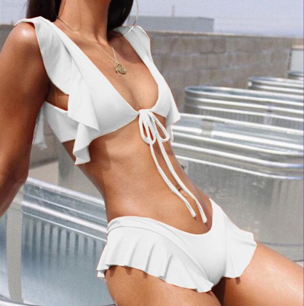 push 2019 hollow swimsuit up women printed bikini set swimwear female halter bandage bathing suit swim wear, White;black
push 2019 hollow swimsuit up women printed bikini set swimwear female halter bandage bathing suit swim wear, White;black