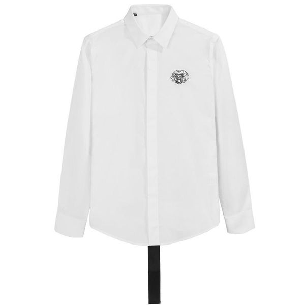 men's casual shirts high-end catwalk shirt style dog head embroidered thorns back symmetrical stitching webbing slim long-sleeved, White;black
men's casual shirts high-end catwalk shirt style dog head embroidered thorns back symmetrical stitching webbing slim long-sleeved, White;black