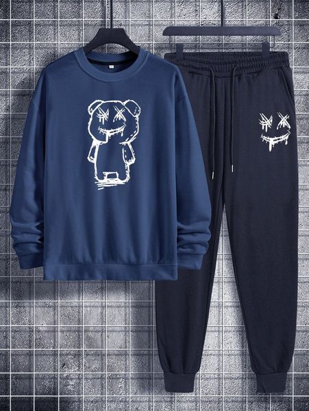 men cartoon graphic sweatshirt & joggers a1dr#, Gray
men cartoon graphic sweatshirt & joggers a1dr#, Gray