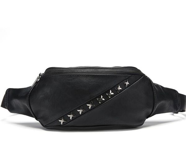 dhl50pcs waist bag men pu vintage black multifunctional zipper chest bag with metal rivet
dhl50pcs waist bag men pu vintage black multifunctional zipper chest bag with metal rivet