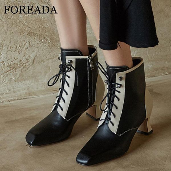 boots foreada square toe ankle real leather med heel woman lace up block short zip lady shoes autumn winter 40, Black
boots foreada square toe ankle real leather med heel woman lace up block short zip lady shoes autumn winter 40, Black