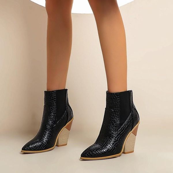 boots snake print western cowboy women pu leather wedges high heels cowgirl booties stone pattern ankle botas women's shoes1, Black
boots snake print western cowboy women pu leather wedges high heels cowgirl booties stone pattern ankle botas women's shoes1, Black