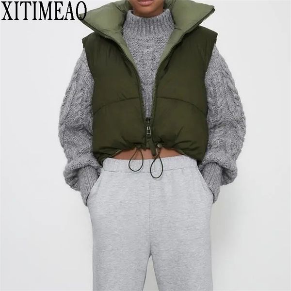 za women fashion thick warm parkas coat vintage pockets drawstring female sleeveless cotton vest outerwear chic 211220, Black;white
za women fashion thick warm parkas coat vintage pockets drawstring female sleeveless cotton vest outerwear chic 211220, Black;white