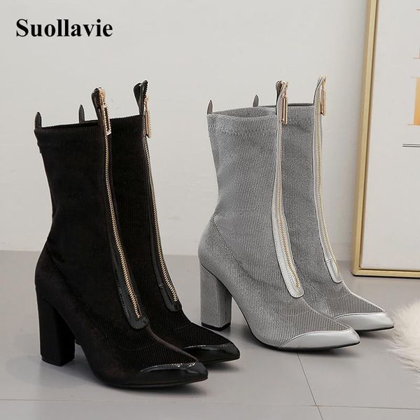 2020 new fashion women boots pointed toe zip square high heels corduroy motorcycle boots silver black ladies shoes
2020 new fashion women boots pointed toe zip square high heels corduroy motorcycle boots silver black ladies shoes