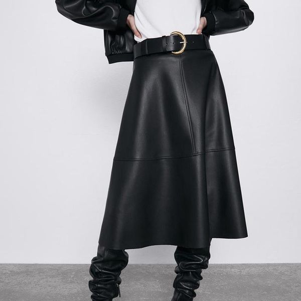 vintage women leather midi skirts pu faux winter warm fashion sashes a-line high waist flare belt skirt longa saia, Black
vintage women leather midi skirts pu faux winter warm fashion sashes a-line high waist flare belt skirt longa saia, Black